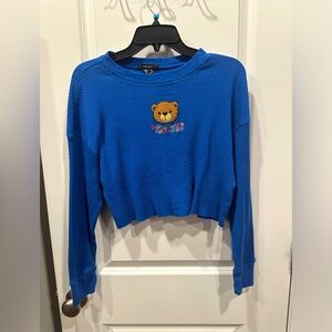 Good Times Are Here cropped teddy sweater